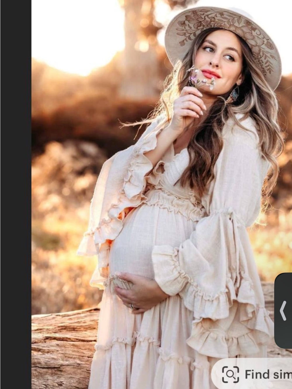Boho Ruffle Maternity Maxi Dress in Soft Cream